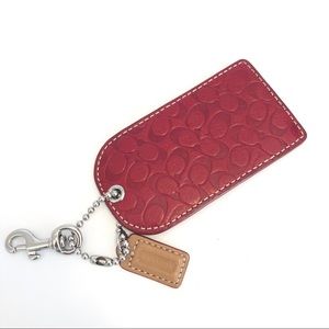 Coach red leather luggage tag